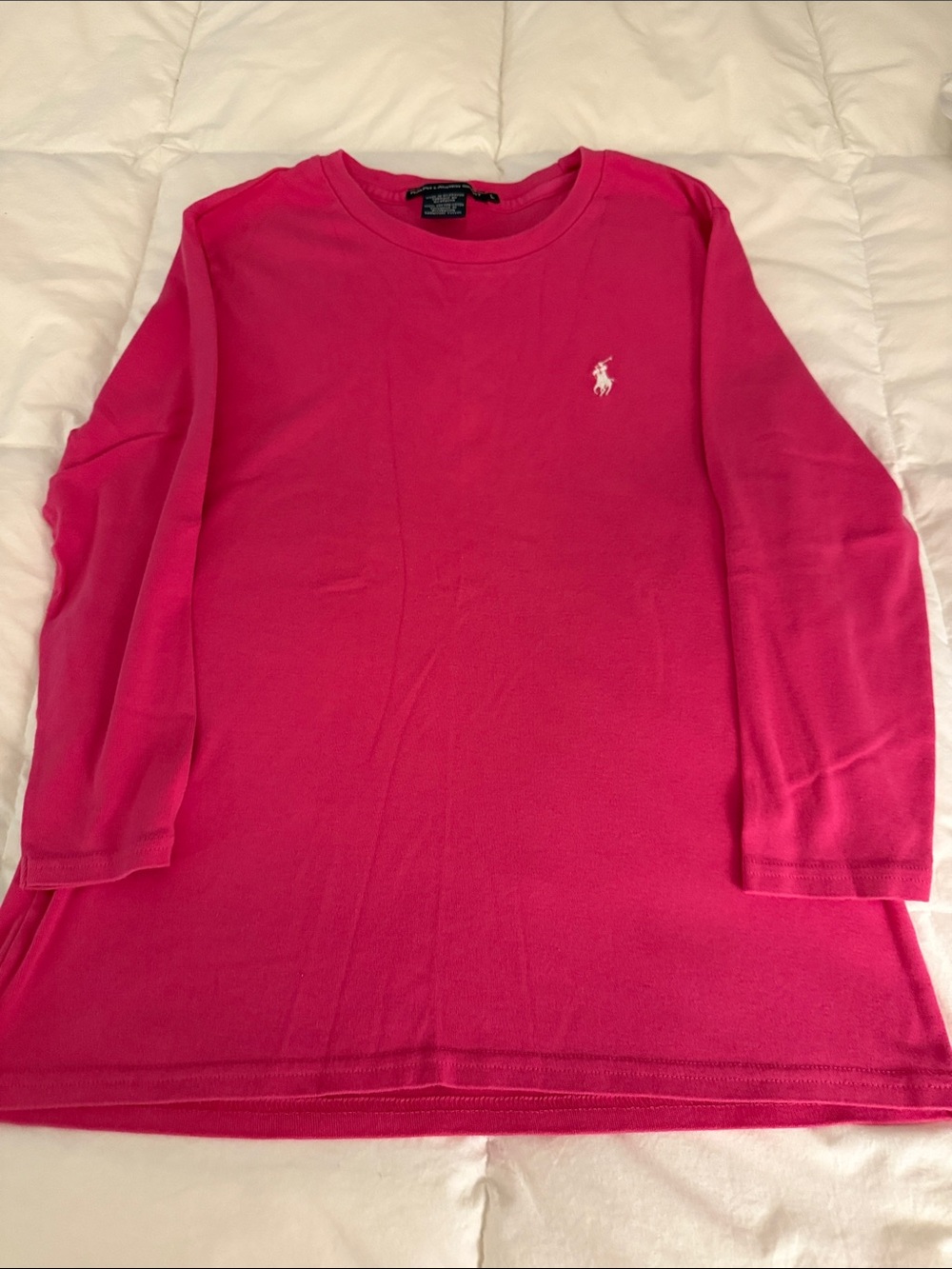 Ralph Lauren Sport large women Hot Pink with White Pony 3/4 sleeve cotton